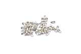 Ball Chain Connector, 100 Silver Tone Brass Ball Chain Connector Clasps For 1.2mm To 1.5mm Ball Chain, Findings (6x2mm) A1084