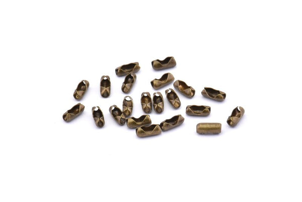 Ball Chain Connector, 100 Antique Brass Ball Chain Connector Clasps For 1.5mm Ball Chain, Findings (6x2mm) A1083