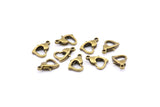 10mm Heart Clasp, 24 Antique Brass Heart Lobster Clasps, Findings (10x7mm) A1024