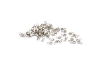 Silver Cord End, 100 Silver Tone Brass Cord End Clasps With 1 Loop, Findings (5x2mm) A1073
