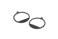 Black Round Charm, 12 Oxidized Black Brass Round Charms With 1 Loop, Pendants, Earrings, Findings (22x0.7mm) BS 2191 S883