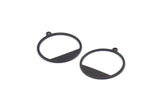 Black Round Charm, 12 Oxidized Black Brass Round Charms With 1 Loop, Pendants, Earrings, Findings (22x0.7mm) BS 2191 S883