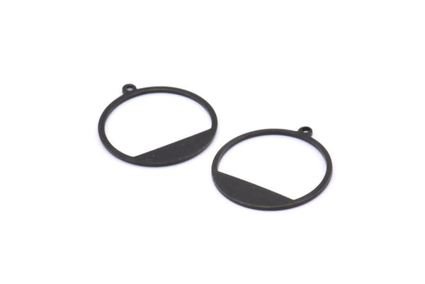 Black Round Charm, 12 Oxidized Black Brass Round Charms With 1 Loop, Pendants, Earrings, Findings (22x0.7mm) BS 2191 S883