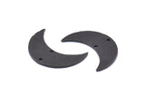 Black Hammered Crescent Charm, 2 Oxidized Black Brass Hammered Moons with 2 Holes (30x11x1.2mm) N0388 S886