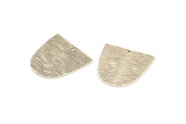 D Shaped Charm, 12 Antique Silver Plated Brass Textured D Shaped Connectors With 1 Hole, Earrings, Findings (20x20x0.50mm) D0698 H0356