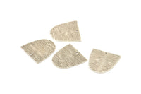 D Shaped Charm, 12 Antique Silver Plated Brass Textured D Shaped Connectors With 1 Hole, Earrings, Findings (20x20x0.50mm) D0698 H0356