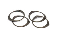 Black Circle Connector, 12 Oxidized Brass Black Textured Circle Connectors With 2 Holes (26x22x0.80mm) D0640 S931