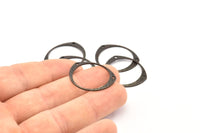 Black Circle Connector, 12 Oxidized Brass Black Textured Circle Connectors With 2 Holes (26x22x0.80mm) D0640 S931