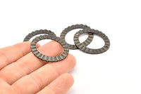 Black Oval Charm, 4 Oxidized Brass Black Wavy Oval Connectors With 2 Holes, Findings (33x28x1mm) D917 S929