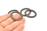 Black Oval Charm, 4 Oxidized Brass Black Wavy Oval Connectors With 2 Holes, Findings (33x28x1mm) D917 S929