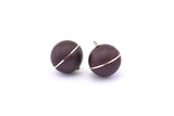 Brass Ball Charm, 2 Lamb Leather Covered Brass Ball Connectors With 1 Loop, Earrings, Pendants, Findings (28x26mm) B33