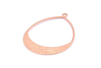 Rose Gold Drop, 2 Rose Gold Plated Brass Textured Drop Shaped Charms With 1 Loop, Earrings, Pendants (49x36x0.8mm) D0607