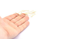 Gold Earring Hooks, 4 Gold Plated Earring Wires, Earring Hooks (25x7mm) X106