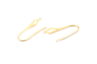 Gold Earring Hooks, 4 Gold Plated Earring Wires, Earring Hooks (25x7mm) X106