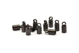 Black Barrel End, 50 Oxidized Black Brass Barrel End With Loop - Leather Cord Ends (4x9mm) Bs-1645 S217