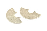 Semi Circle Charm, 4 Antique Silver Plated Brass Textured Semi Circle Charm Pendants With 2 Holes (35x20x0.80mm) D922 H0587