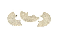Semi Circle Charm, 4 Antique Silver Plated Brass Textured Semi Circle Charm Pendants With 2 Holes (35x20x0.80mm) D922 H0587