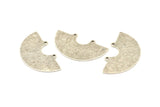 Semi Circle Charm, 4 Antique Silver Plated Brass Textured Semi Circle Charm Pendants With 2 Holes (35x20x0.80mm) D922 H0587