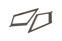 Black Diamond Charm, 6 Oxidized Black Brass Rhombus Charms With 1 Loop, Pendants, Earrings, Findings (52x26x0,60mm) D853 S934