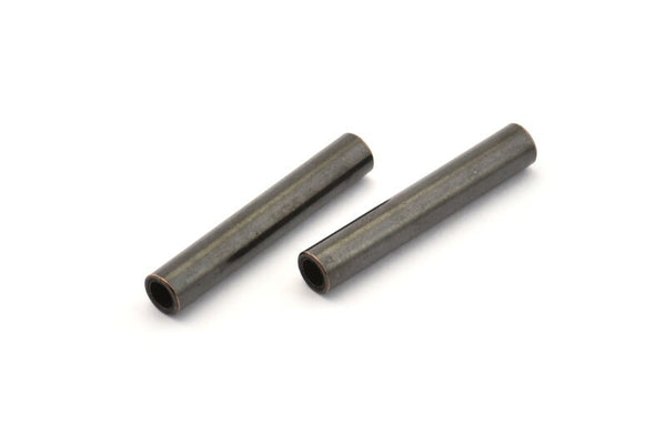 Industrial Tube Beads, 6 Oxidized Black Brass Industrial Tube Findings (30x5mm) D0183 S936