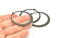 Siyah Daire Charm, 2 Oksitlenmiş Siyah Pirinç Daire Charm, 2 Halka, Küpeler, Bulgular (48x45x1mm) D870 S160