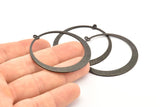 Siyah Daire Charm, 2 Oksitlenmiş Siyah Pirinç Daire Charm, 2 Halka, Küpeler, Bulgular (48x45x1mm) D870 S160