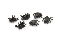 Black Spider Pendant, 6 Oxidized Black Brass Spider Bracelet Finding, Pendants, Necklace Findings (14x13mm) N0353 S910