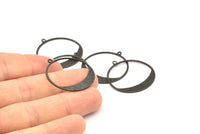 Siyah Yuvarlak Tılsımlar, 1 Döngülü 12 Oksitlenmiş Siyah Pirinç Yuvarlak Dokulu Tılsım, Kolye Uçları, Küpeler, Bulgular (31x0,80 mm) D0643 S911