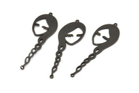Black Face Charm, 8 Oxidized Black Brass Face Charms With 2 Loops, Pendants, Earrings, Findings (53x16x1mm) D0639 S918