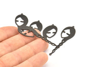 Black Face Charm, 8 Oxidized Black Brass Face Charms With 2 Loops, Pendants, Earrings, Findings (53x16x1mm) D0639 S918