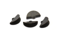 Black Ribbon Crimp, 24 Textured Oxidized Black Brass Ribbon Crimp Ends With 1 Loop, Findings (15x9mm) D0561 S908