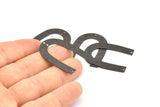Black Geometric Charm, 8 Oxidized Black Brass Textured U Shaped Pendants With 4 Holes, Charms, Findings (35x27x0.50mm) D0577 S915