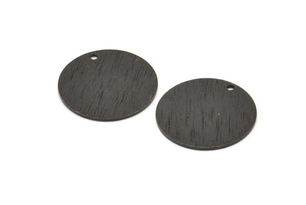 Black Round Tag, 6 Oxidized Black Brass Round Textured Stamping Blanks With 1 Hole (20x0.80mm) D0641 S945
