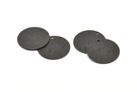 Black Round Tag, 6 Oxidized Black Brass Round Textured Stamping Blanks With 1 Hole (20x0.80mm) D0641 S945