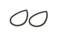 Black Drop Charms, 12 Oxidized Black Brass Drop Charms With 1 Hole, Earring Charms, Findings (36x24x0.80mm) D0605 S944