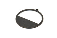 Black Round Charms, 8 Oxidized Back Brass Round Charms With 1 Loop, Pendants, Earrings, Findings (26x0.80mm) D0595 S943