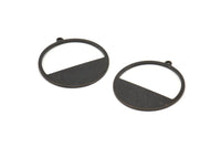 Black Round Charms, 8 Oxidized Back Brass Round Charms With 1 Loop, Pendants, Earrings, Findings (26x0.80mm) D0595 S943