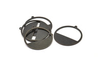 Black Round Charms, 8 Oxidized Back Brass Round Charms With 1 Loop, Pendants, Earrings, Findings (26x0.80mm) D0595 S943