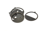 Black Round Charms, 8 Oxidized Back Brass Round Charms With 1 Loop, Pendants, Earrings, Findings (26x0.80mm) D0595 S943