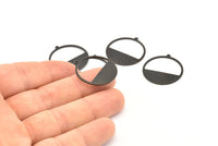 Black Round Charms, 8 Oxidized Back Brass Round Charms With 1 Loop, Pendants, Earrings, Findings (26x0.80mm) D0595 S943