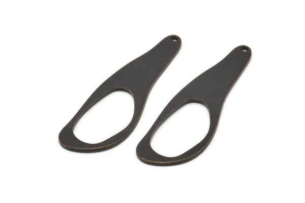 Black Irregular Charm, 6 Oxidized Black Brass Irregular Shape Charm Earrings With 1 Hole, Findings (43x14x1mm) D840 S942