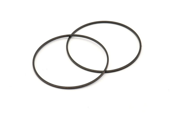 Black Circle Connectors, 6 Oxidized Black Brass Circle Connectors (42x1x1mm) Bs 1085 S660