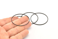 Black Circle Connectors, 6 Oxidized Black Brass Circle Connectors (42x1x1mm) Bs 1085 S660