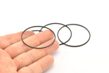 Black Circle Connectors, 6 Oxidized Black Brass Circle Connectors (42x1x1mm) Bs 1085 S660