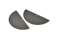Semi Circle Charm, 2 Oxidized Black Brass Textured Half Moon Blanks With 1 Hole, Earrings, Pendants (50x24x0.80mm) D897 S947