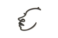 Siyah Yüzlü Charm, 1 Halkalı 6 Oksitlenmiş Siyah Pirinç Yüzlü Charm, Kolye Uçları, Küpeler, Bulgular (43x23x1mm) D0625 S926