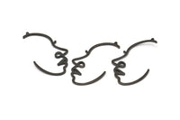 Siyah Yüzlü Charm, 1 Halkalı 6 Oksitlenmiş Siyah Pirinç Yüzlü Charm, Kolye Uçları, Küpeler, Bulgular (43x23x1mm) D0625 S926