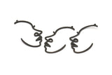Siyah Yüzlü Charm, 1 Halkalı 6 Oksitlenmiş Siyah Pirinç Yüzlü Charm, Kolye Uçları, Küpeler, Bulgular (43x23x1mm) D0625 S926