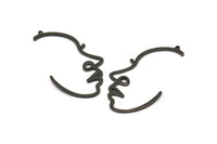 Siyah Yüzlü Charm, 1 Halkalı 6 Oksitlenmiş Siyah Pirinç Yüzlü Charm, Kolye Uçları, Küpeler, Bulgular (43x23x1mm) D0625 S926