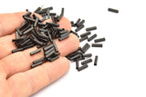 Black Spacer Bead, 100 Oxidized Black Brass Square Shaped Tube Beads, Charms, Findings (8x2mm) Brs 1404 A0717 S927